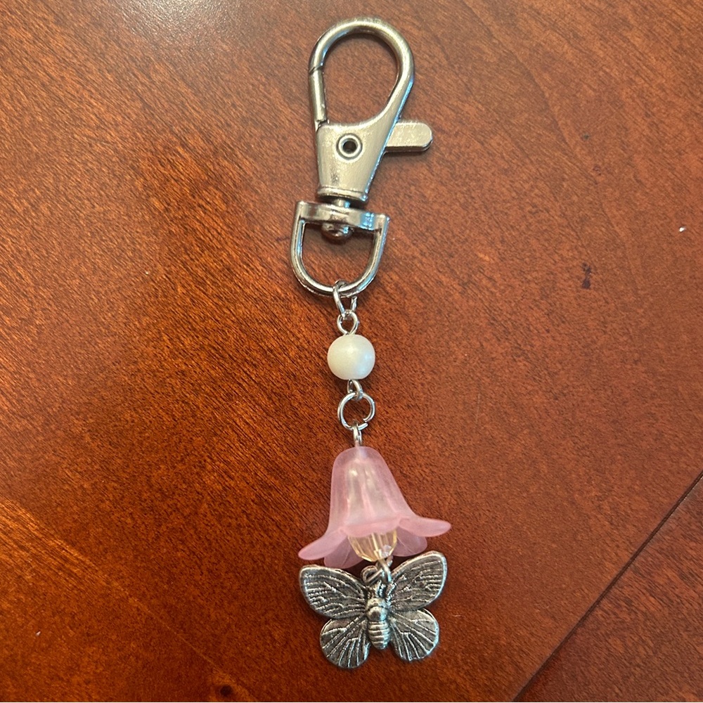 Handmade Butterfly Flower Keychain